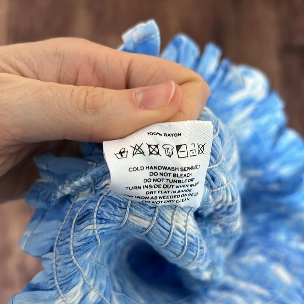 Faithfull the Brand willow roos tie dye blue crop top sweetheart neckline bodice - Picture 8 of 10